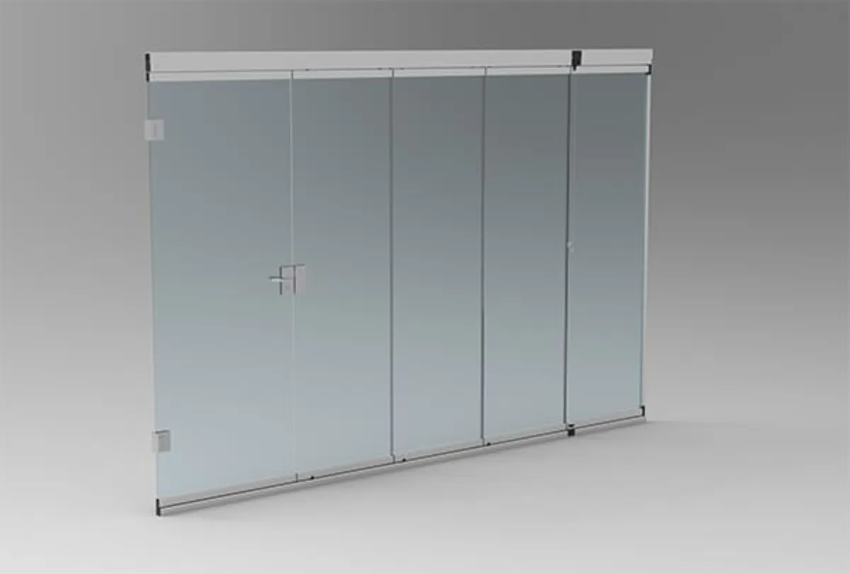 Vetrata panoramica a pacchetto chiusa con porta di accesso integrata