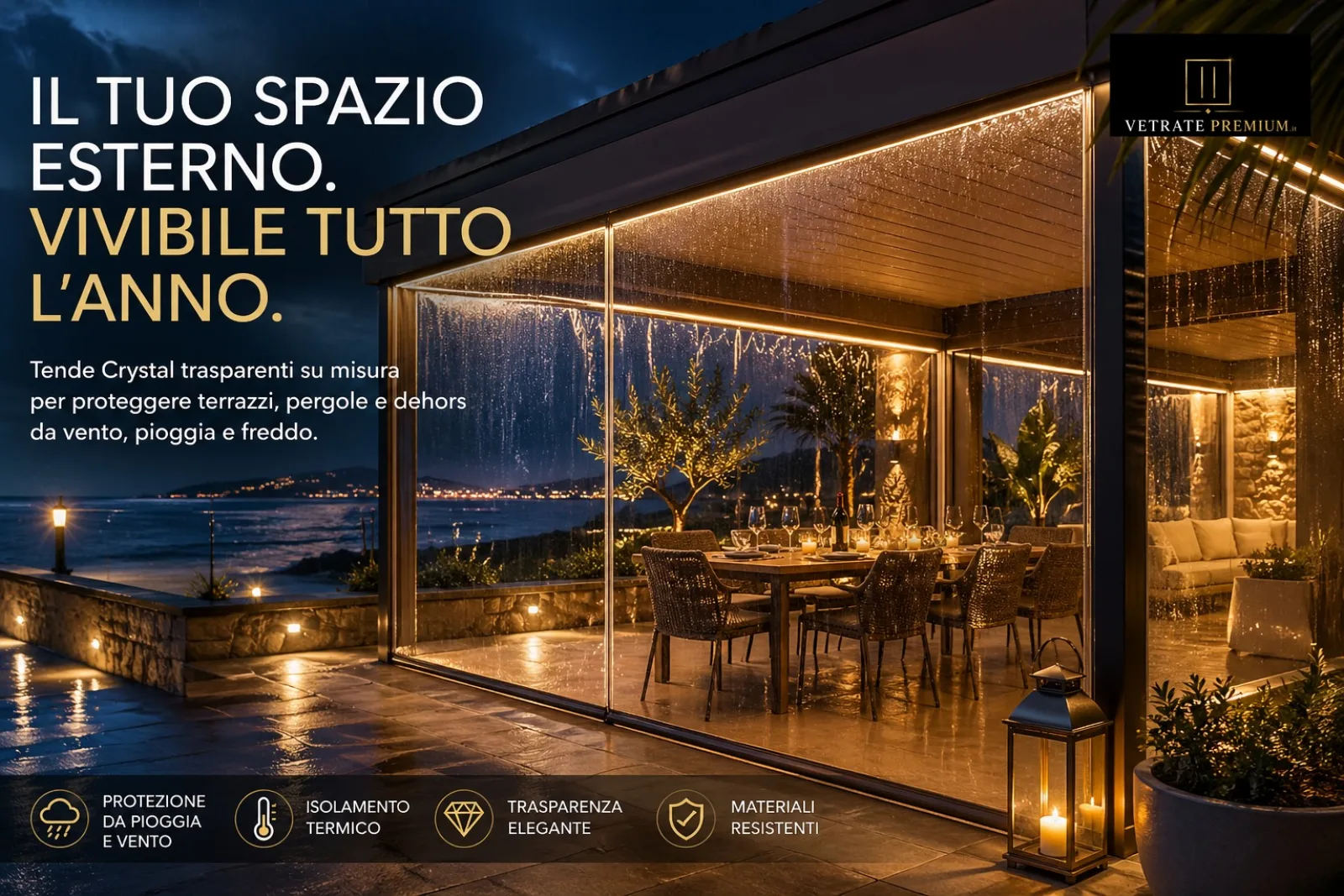 Tende antivento ZIP per pergole e dehors costa BAT